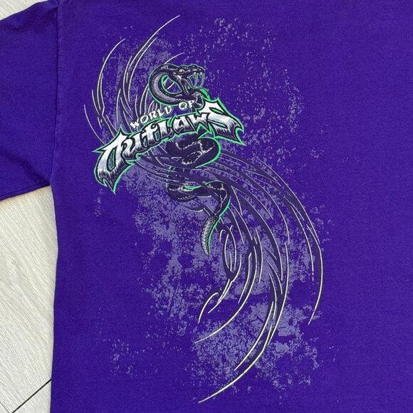 Rare Vintage Y2K World of Outlaws Sprint Car Racing Men's Purple T-Shirt - Small - Picture 4 of 5